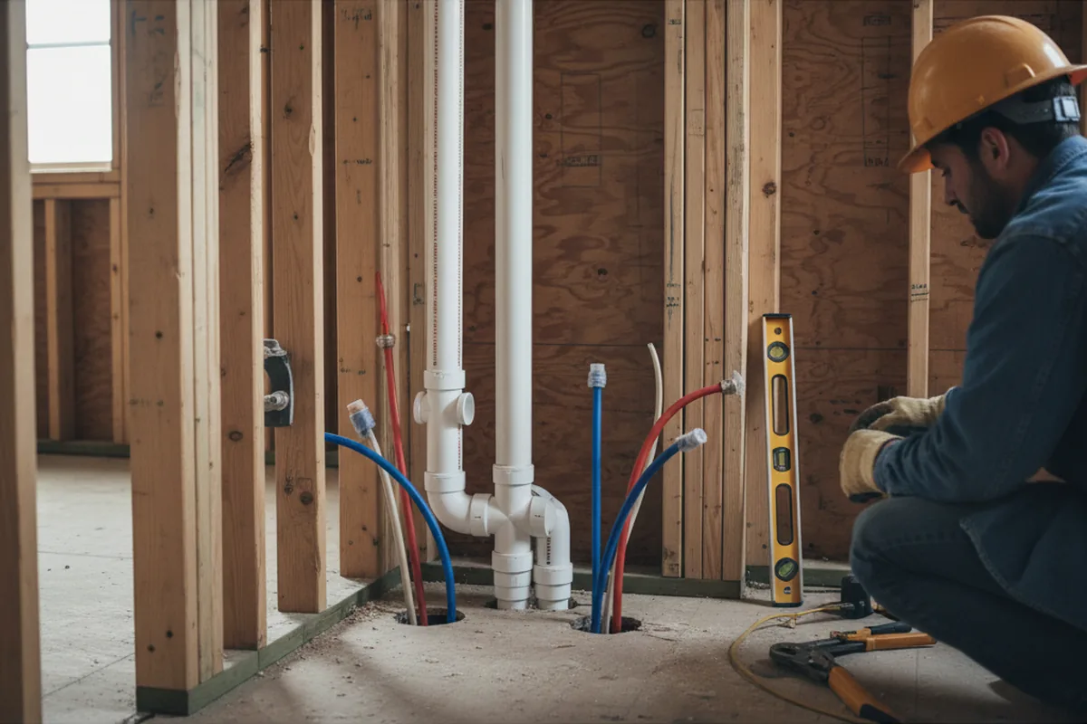 Drain and supply rough-in during Drain Cleaning in Loughman