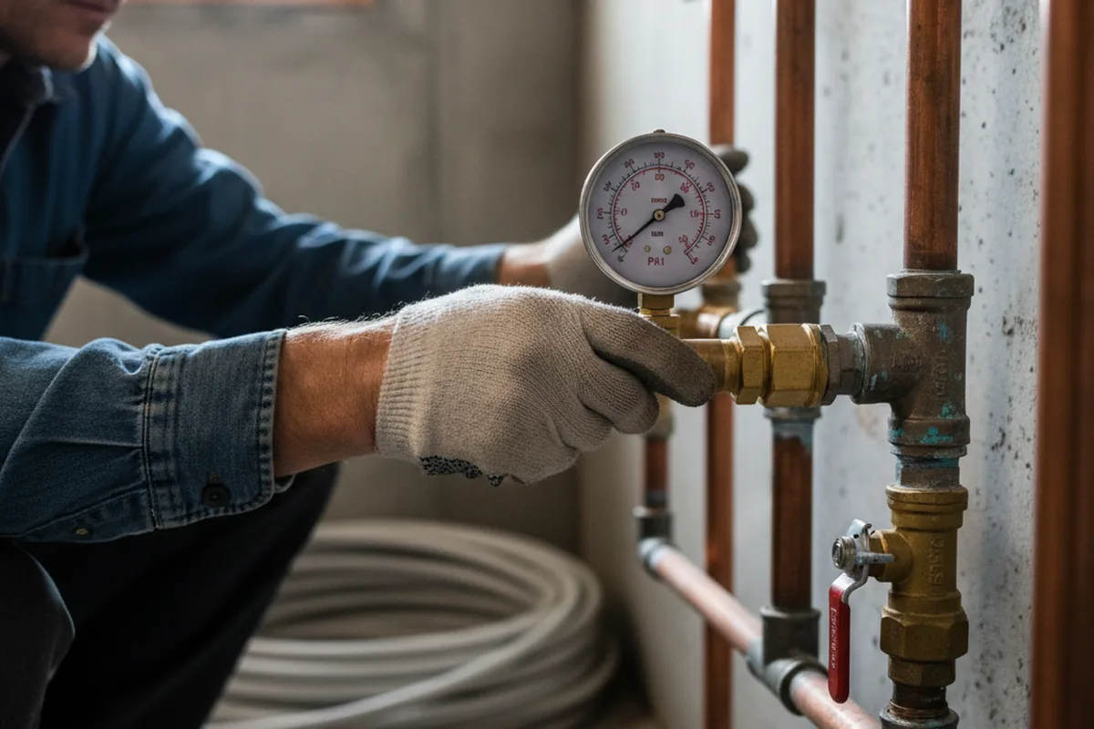 Pressure testing a repaired line during Water Line Repair in Loughman